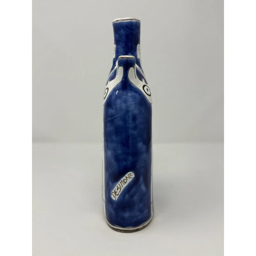 Desimone Hand-Painted Blue & White Ceramic Art Pottery Pitcher Figural